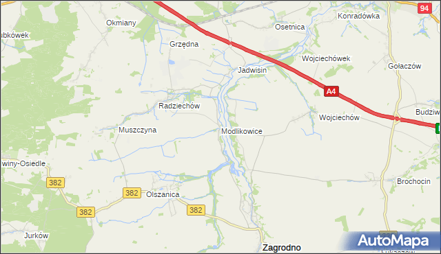 mapa Modlikowice, Modlikowice na mapie Targeo