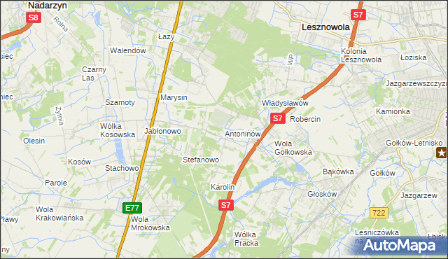 mapa Antoninów gmina Piaseczno, Antoninów gmina Piaseczno na mapie Targeo