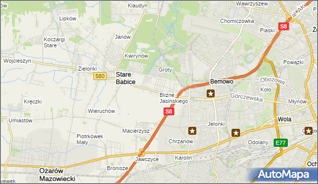 mapa Blizne Jasińskiego, Blizne Jasińskiego na mapie Targeo