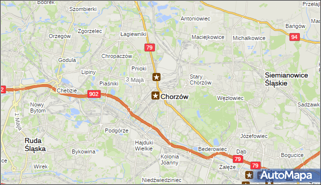 mapa Chorzów, Chorzów na mapie Targeo