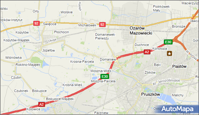 mapa Domaniew gmina Brwinów, Domaniew gmina Brwinów na mapie Targeo