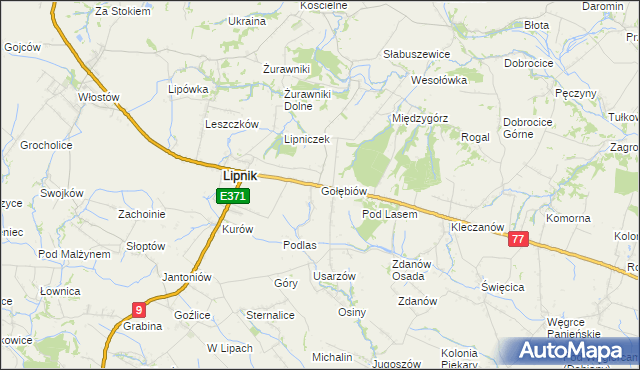 mapa Gołębiów gmina Lipnik, Gołębiów gmina Lipnik na mapie Targeo