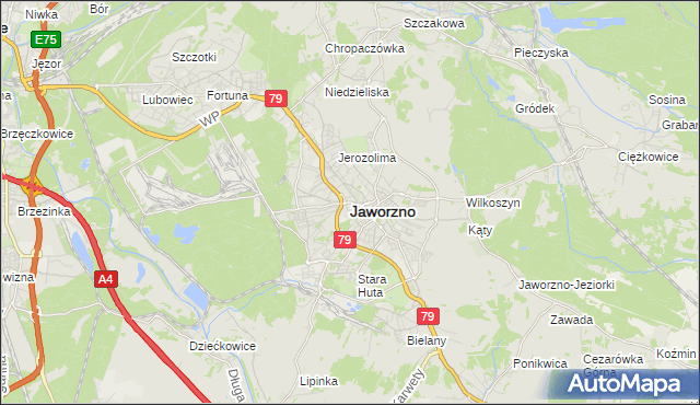 mapa Jaworzno, Jaworzno na mapie Targeo