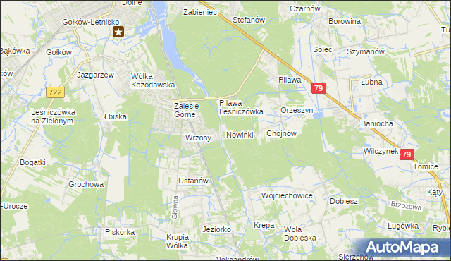 mapa Nowinki gmina Piaseczno, Nowinki gmina Piaseczno na mapie Targeo