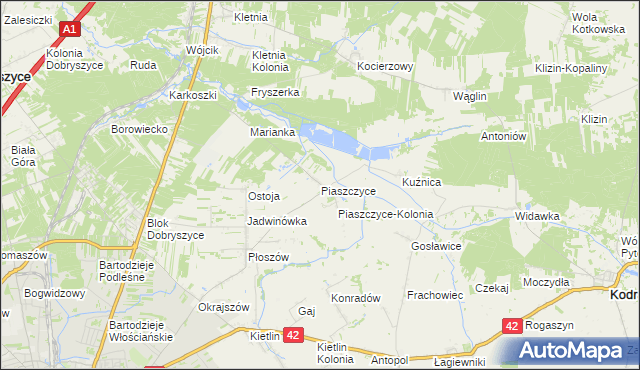 mapa Piaszczyce, Piaszczyce na mapie Targeo