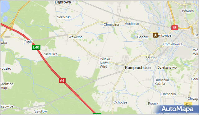 mapa Polska Nowa Wieś, Polska Nowa Wieś na mapie Targeo