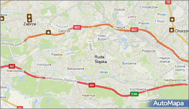mapa Rudy Śląskiej, Ruda Śląska na mapie Targeo