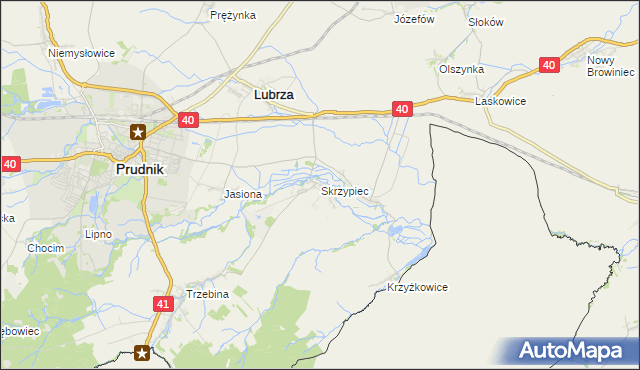 mapa Skrzypiec gmina Lubrza, Skrzypiec gmina Lubrza na mapie Targeo