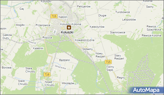 mapa Słotwiny gmina Koluszki, Słotwiny gmina Koluszki na mapie Targeo