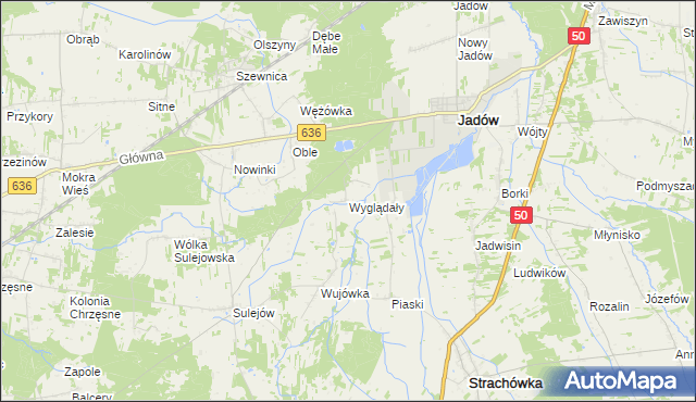 mapa Wyglądały gmina Jadów, Wyglądały gmina Jadów na mapie Targeo