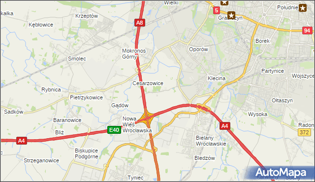 mapa Zabrodzie gmina Kąty Wrocławskie, Zabrodzie gmina Kąty Wrocławskie na mapie Targeo