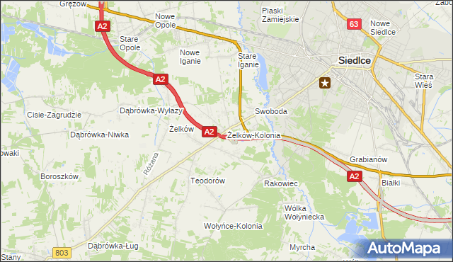 mapa Żelków-Kolonia, Żelków-Kolonia na mapie Targeo