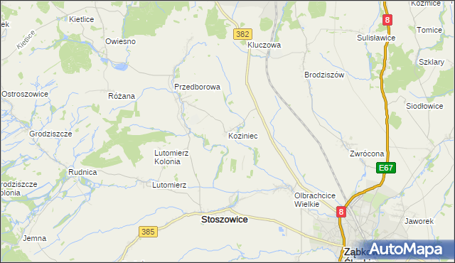 mapa Koziniec gmina Ząbkowice Śląskie, Koziniec gmina Ząbkowice Śląskie na mapie Targeo