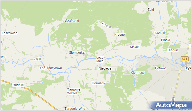 mapa Łazy Małe, Łazy Małe na mapie Targeo