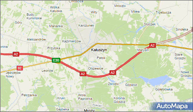 mapa Patok gmina Kałuszyn, Patok gmina Kałuszyn na mapie Targeo