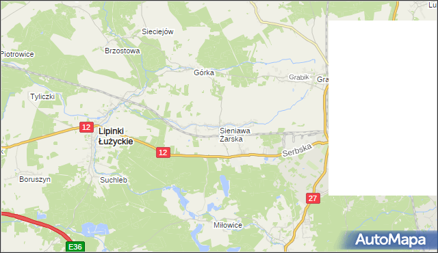 mapa Sieniawa Żarska, Sieniawa Żarska na mapie Targeo