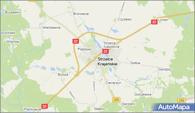 mapa Strzelce Krajeńskie, Strzelce Krajeńskie na mapie Targeo