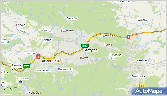 mapa Szczytna powiat kłodzki, Szczytna powiat kłodzki na mapie Targeo