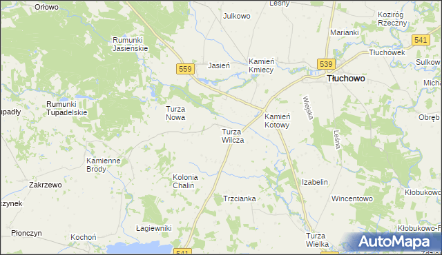 mapa Turza Wilcza, Turza Wilcza na mapie Targeo