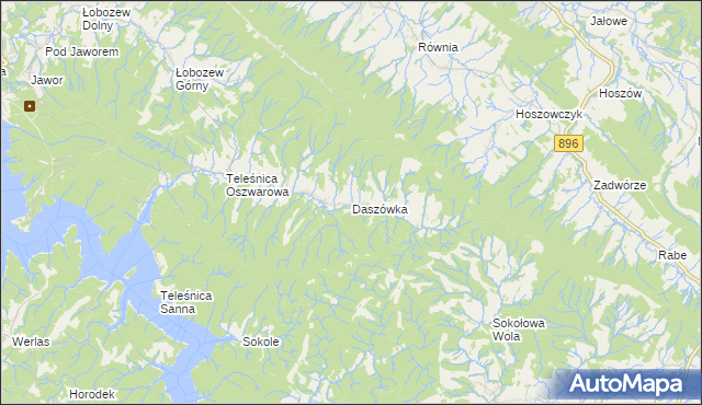 mapa Daszówka gmina Ustrzyki Dolne, Daszówka gmina Ustrzyki Dolne na mapie Targeo
