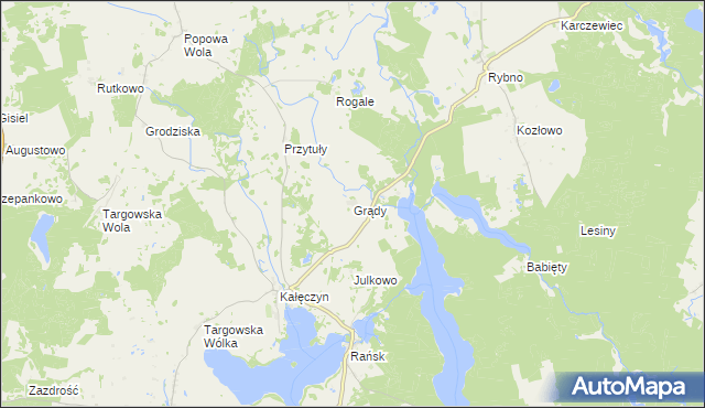 mapa Grądy gmina Dźwierzuty, Grądy gmina Dźwierzuty na mapie Targeo