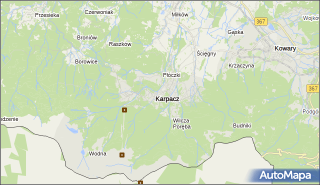 mapa Karpacz, Karpacz na mapie Targeo