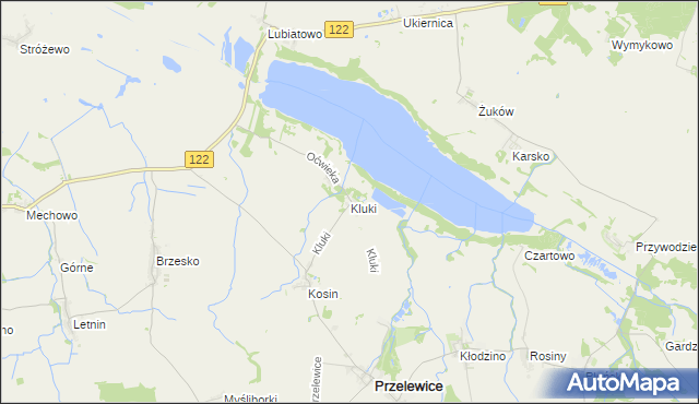 mapa Kluki gmina Przelewice, Kluki gmina Przelewice na mapie Targeo