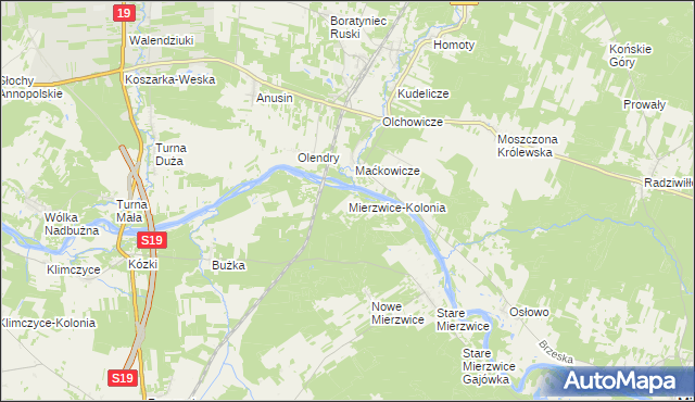 mapa Mierzwice-Kolonia, Mierzwice-Kolonia na mapie Targeo