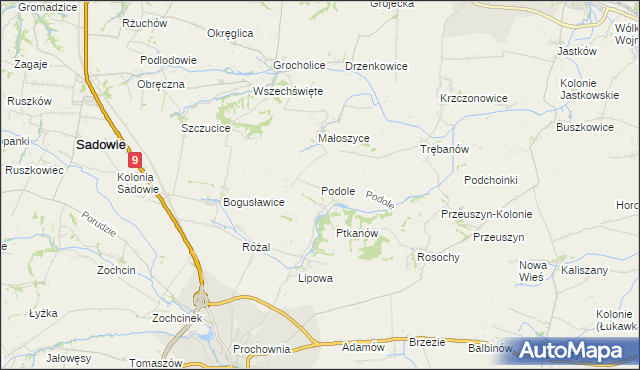 mapa Podole gmina Opatów, Podole gmina Opatów na mapie Targeo