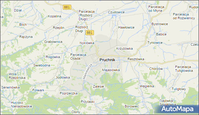 mapa Pruchnik powiat jarosławski, Pruchnik powiat jarosławski na mapie Targeo