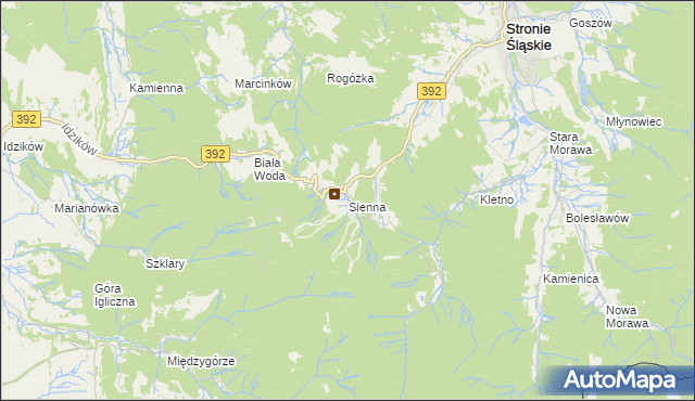 mapa Sienna gmina Stronie Śląskie, Sienna gmina Stronie Śląskie na mapie Targeo