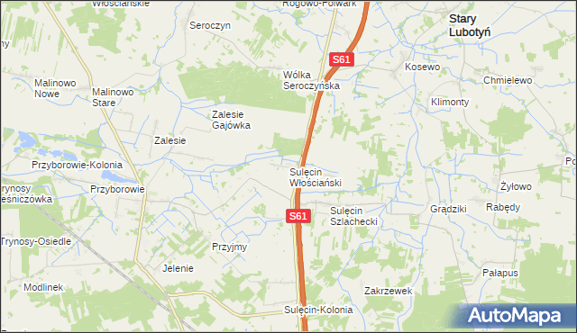 mapa Sulęcin Włościański, Sulęcin Włościański na mapie Targeo