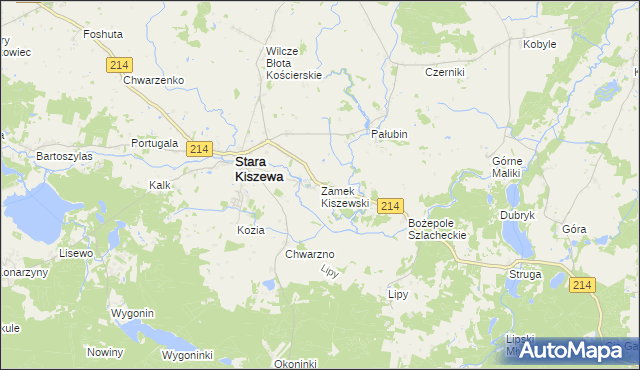 mapa Zamek Kiszewski, Zamek Kiszewski na mapie Targeo