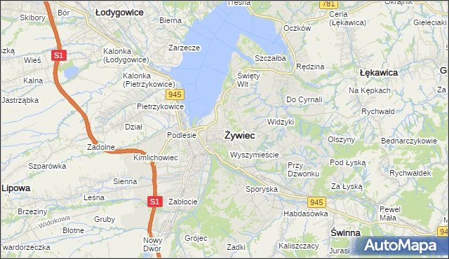 mapa Żywiec, Żywiec na mapie Targeo