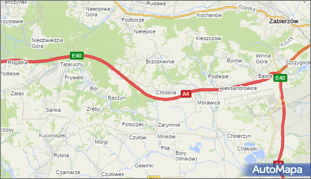 mapa Chrosna gmina Liszki, Chrosna gmina Liszki na mapie Targeo