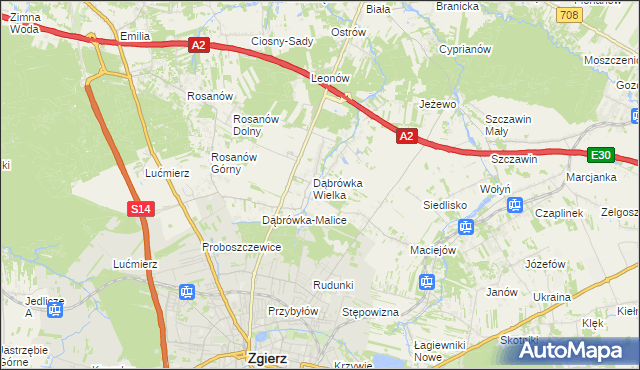 mapa Dąbrówka-Strumiany, Dąbrówka-Strumiany na mapie Targeo