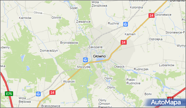 mapa Głowno, Głowno na mapie Targeo