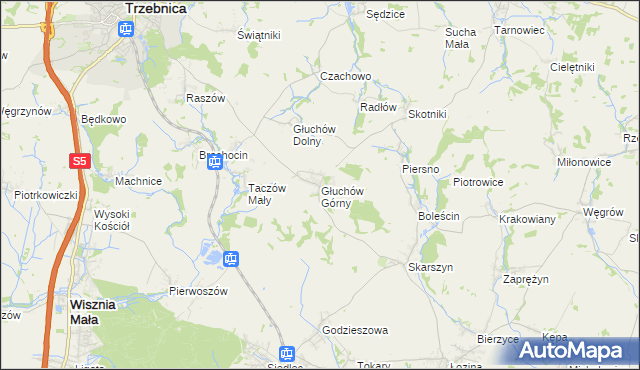 mapa Głuchów Górny, Głuchów Górny na mapie Targeo