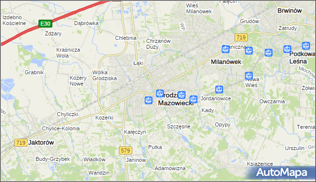 mapa Grodzisk Mazowiecki, Grodzisk Mazowiecki na mapie Targeo