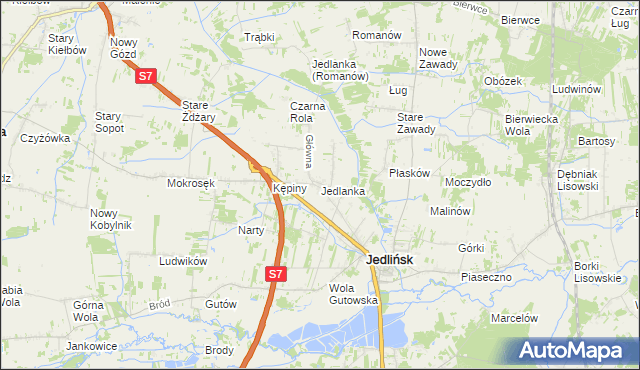 mapa Jedlanka gmina Jedlińsk, Jedlanka gmina Jedlińsk na mapie Targeo