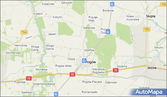 mapa Józefów gmina Rogów, Józefów gmina Rogów na mapie Targeo