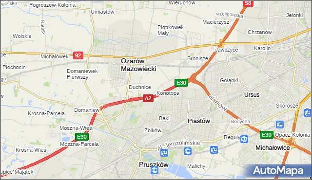 mapa Konotopa gmina Ożarów Mazowiecki, Konotopa gmina Ożarów Mazowiecki na mapie Targeo