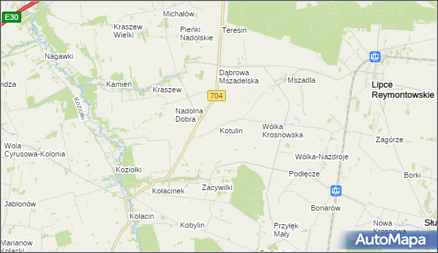 mapa Kotulin gmina Rogów, Kotulin gmina Rogów na mapie Targeo