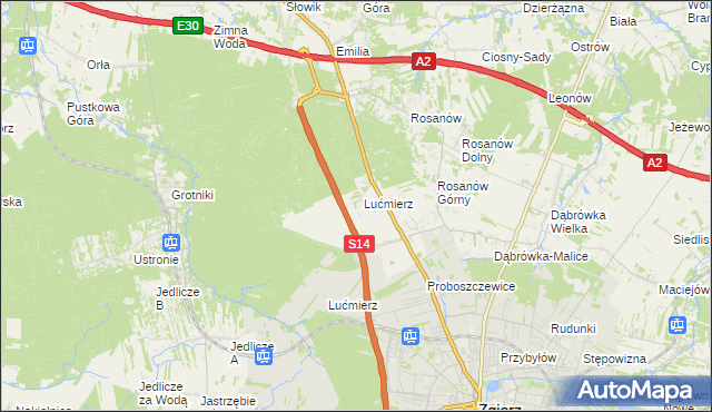 mapa Lućmierz-Las, Lućmierz-Las na mapie Targeo