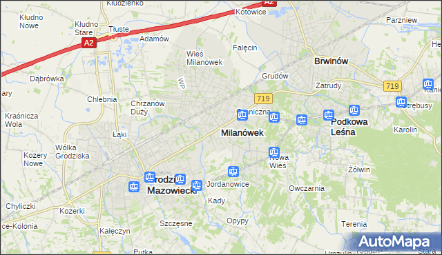 mapa Milanówek, Milanówek na mapie Targeo