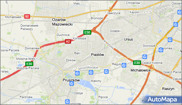 mapa Piastów powiat pruszkowski, Piastów powiat pruszkowski na mapie Targeo