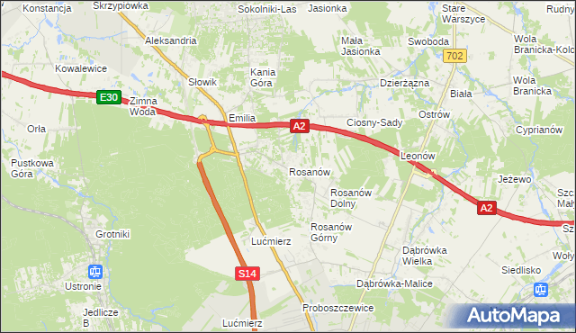 mapa Rosanów, Rosanów na mapie Targeo