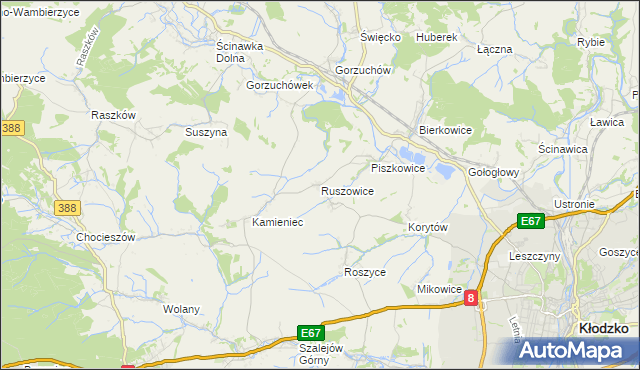 mapa Ruszowice gmina Kłodzko, Ruszowice gmina Kłodzko na mapie Targeo