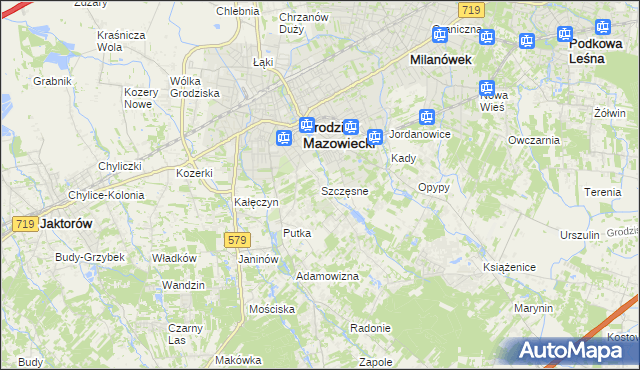 mapa Szczęsne gmina Grodzisk Mazowiecki, Szczęsne gmina Grodzisk Mazowiecki na mapie Targeo