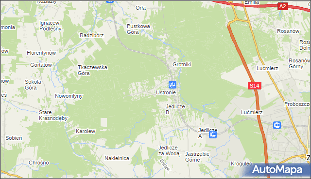 mapa Ustronie gmina Zgierz, Ustronie gmina Zgierz na mapie Targeo